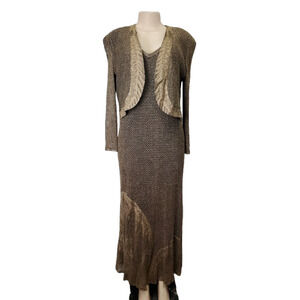 Damianou vintage women's gold 2pc dress set size L